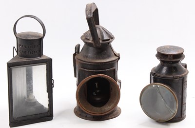 Lot 65 - Collection of 3 various BR railway hand lamps