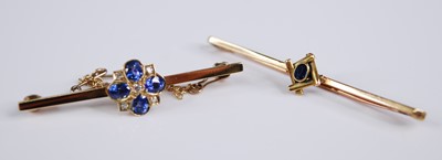 Lot 2254 - Two bar brooches, being a 9ct yellow gold,...