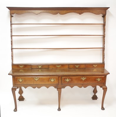 Lot 1172 - An 18th century oak Welsh dresser, the...