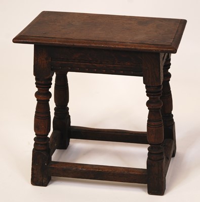 Lot 2534 - A circa 1700 oak joint stool, the plain...