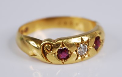 Lot 2189 - An Edwardian 18ct gold, ruby and diamond ring,...