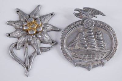 Lot 109 - A German Edelweiss badge, together with a Day...