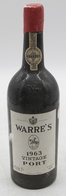 Lot 1343 - Warre's vintage port, 1963, one bottle