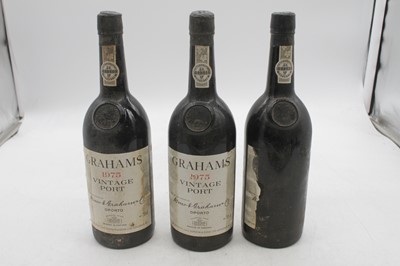 Lot 1345 - Graham's vintage port, 1975, three bottles