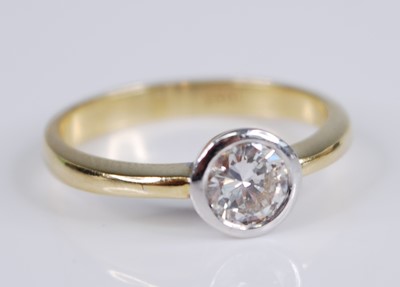 Lot 2289 - A yellow and white metal diamond solitaire...