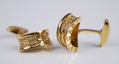 Lot 2214 - A pair of Bulgari B.01 18ct gold and diamond...