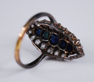 Lot 2187 - An Edwardian yellow metal, sapphire and...