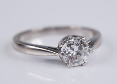 Lot 2299 - A contemporary white metal diamond solitaire...