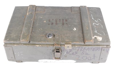 Lot 256 - A WW II Polish green painted grenade trunk,...