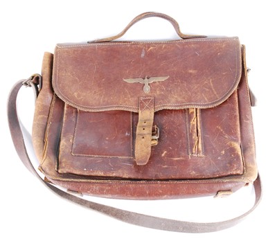 Lot 291 - A German leather satchel, the front pouch with...