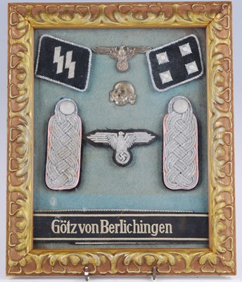 Lot 299 - A framed display of items relating to The 17th...