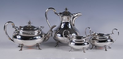 Lot 2161 - A George V silver four-piece tea and coffee...