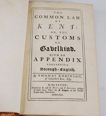 Lot 2004 - Robinson, Thomas, The Common Law of Kent, Or,...