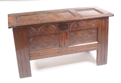 Lot 2576 - A circa 1700 joined oak coffer, having a three...