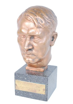 Lot 341 - A bronze alloy bust of Adolf Hitler, on a...