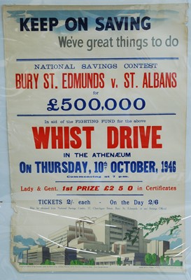 Lot 346 - A post WW II National Savings poster relating...