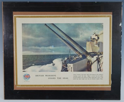 Lot 348 - A WW II Naval poster, British Warships Guard...