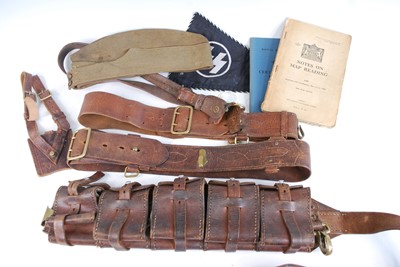 Lot 349A - A tin trunk and contents to include a WW I Sam...