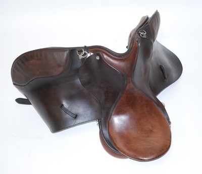 Lot 397 - A brown leather saddle, bearing a label for M...