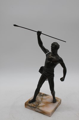 Lot 21 - A pair of bronzed figures of athletes, each...