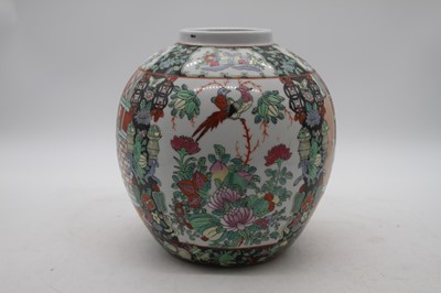 Lot 52 - A Chinese famille noir enamel decorated ginger...