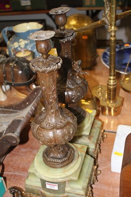Lot 155 - A pair of adjusted spelter and onyx...