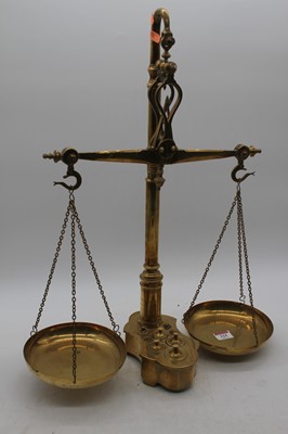 Lot 124 - A set of 19th century brass scales and weights,...