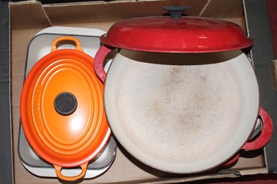 Lot 196 - A collection of Le Creuset enamel cooking pans,...
