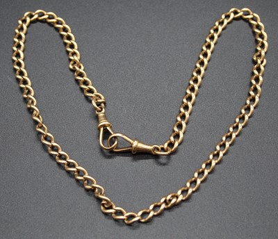 Lot 434 - A 15ct gold curblink watch chain, with lobster...