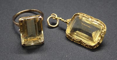 Lot 458 - A modern yellow metal and yellow citrine set...