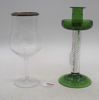 Lot 266 - A large wine glass, having a wheel engraved...