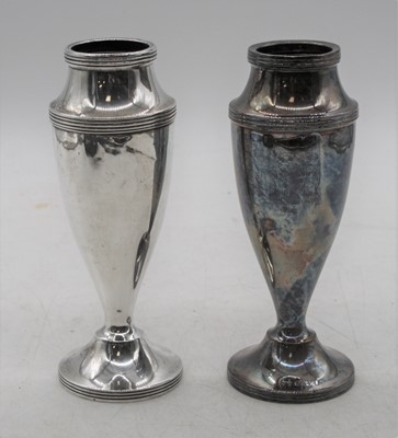 Lot 279 - A pair of Edward VII silver vases, Birmingham...