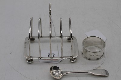 Lot 325 - A George V silver toast rack having four...