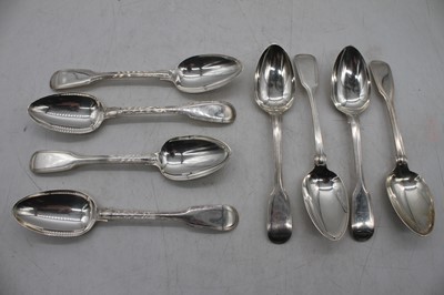 Lot 368 - A set of eight Victorian silver table spoons...