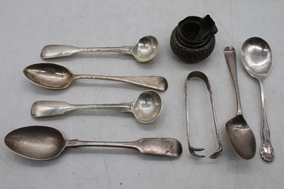 Lot 371 - A small collection of loose silver flat wares...