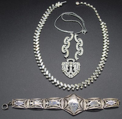 Lot 477 - A white metal filigree and niello sectional...