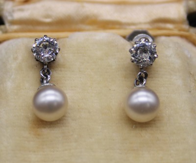 Lot 482 - A pair of Ciro white metal, cultured pearl and...