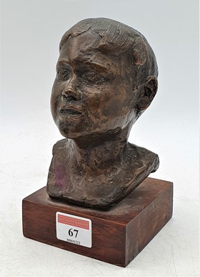 Lot 67 - A mid-20th century bronze bust of a boy,...