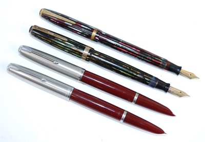 Lot 285 - Two Parker Duofold 'Duovac' fountain pens,...