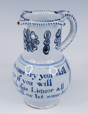 Lot 2084 - A Liverpool blue and white delftware puzzle...