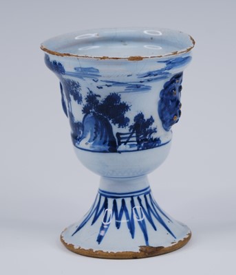 Lot 2080 - An English blue and white delftware urn,...