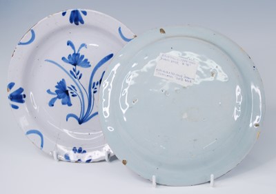 Lot 2099 - A pair of English blue and white delftware...