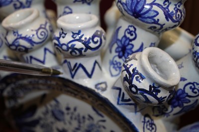 Lot 2158 - A Delft blue and white tulipiere, the thirteen...