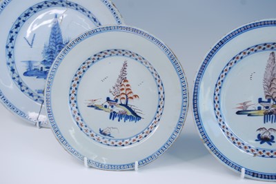 Lot 2067 - A pair of Lambeth polychrome delftware plates,...