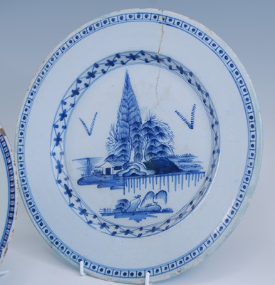 Lot 2067 - A pair of Lambeth polychrome delftware plates,...