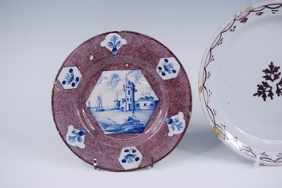 Lot 2089 - A Wincanton delftware plate, circa 1739,...