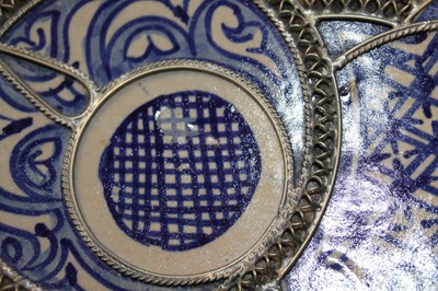 Lot 2141 - A Moroccan Fez blue and white glazed...