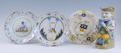 Lot 2130 - A French polychrome faience dish, 18th century,...