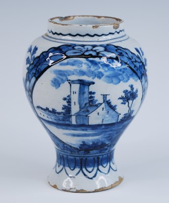 Lot 2160 - A Delft blue and white vase, 18th century, of...