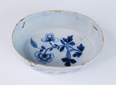 Lot 2069 - A London blue and white delftware oval dish,...
